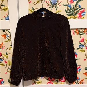 Brown Burnt Velvet Long Sleeve Top